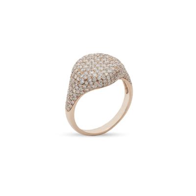 Buonocore / Seal Pavè / anello chevalier tondo / oro rosa e diamanti bianchi