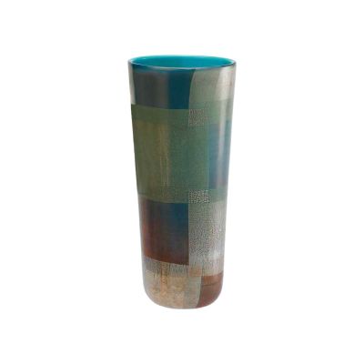 Venini / Torcello / vaso / acquamare, foglia oro e argento / vetro soffiato lavorato a mano