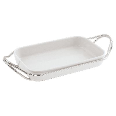 Sambonet / New Living / pirofila rettangolare 41 cm con supporto / porcellana