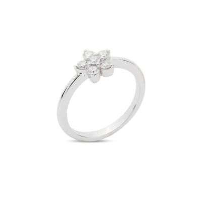 Buonocore / anello con fiore / oro bianco e diamanti bianchi