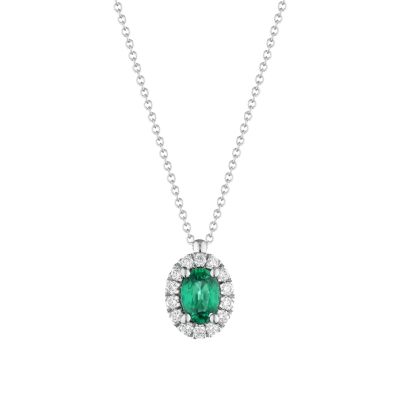 Buonocore / Forever / collana con pendente / oro bianco, smeraldo e diamanti bianchi