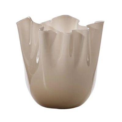 Venini / Fazzoletto / vaso / moka / vetro opalino soffiato e lavorato a mano