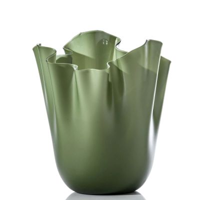 Venini / Fazzoletto / vaso / verde mela, sabbiato / vetro soffiato e lavorato a mano