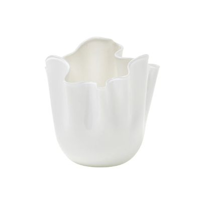 Venini / Fazzoletto -Snow / vaso / lattimo interno talpa / vetro opalino soffiato e lavorato a mano