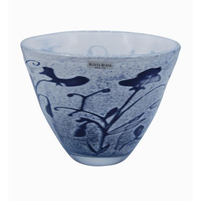 Kosta Boda / Floating Flowers / coppa / vetro / bianco e blu