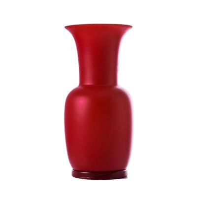 Venini / Opalino / vaso / rosso, interno lattimo, sabbiato / vetro soffiato lavorato a mano