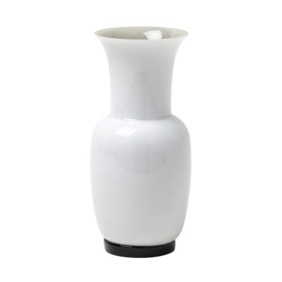 Venini / Opalino - Snow / vaso / lattimo, interno talpa / vetro soffiato lavorato a mano