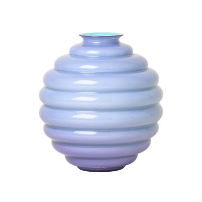 Venini / Dèco / vaso / lilla interno verde menta / vetro soffiato lavorato a mano