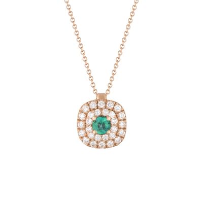 Buonocore / collana / oro rosa, diamanti bianchi e smeraldo