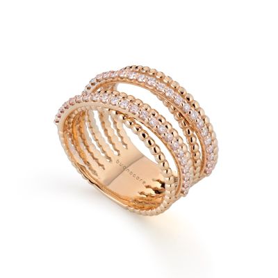 Buonocore / anello a fascia / oro rosa e diamanti bianchi