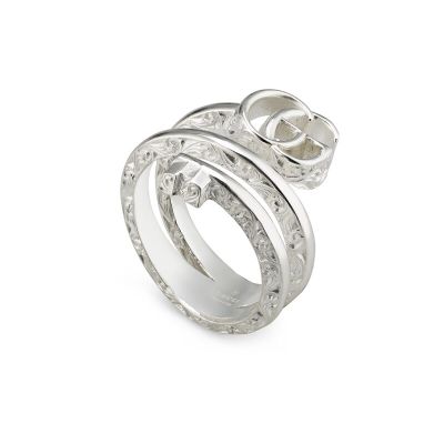 Gucci / GG Marmont / anello a doppia banda GG con chiave / argento