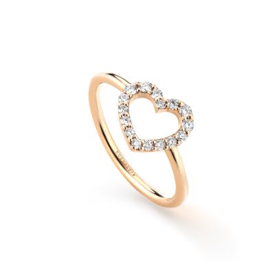 Buonocore / anello cuore / oro rosa e diamanti bianchi