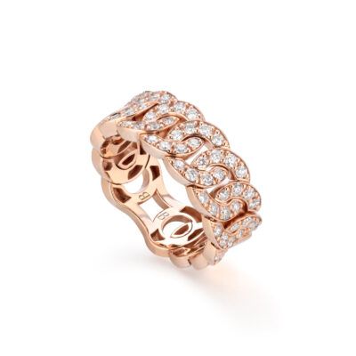 Buonocore / anello groumette / oro rosa con pavè di diamanti bianchi