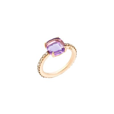 Pomellato / Baby / anello / oro rosa, ametista e diamanti brown