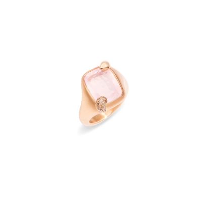 Pomellato / Ritratto / anello / oro rosa, quarzo rosa e diamanti brown