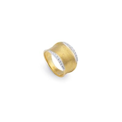 Marco Bicego / Lunaria / anello fascia / oro giallo e bianco con diamanti