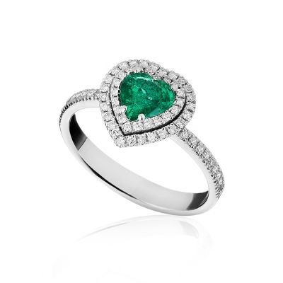 Forever Unique / Daily Chic / anello Galaxy / oro bianco, diamanti e smeraldo cuore