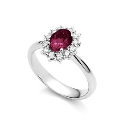 Forever Unique / Daily Chic / anello cestino India / oro bianco, diamanti e rubino