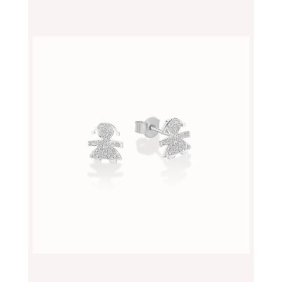 leBebé / Le Briciole / mono orecchino femminuccia / oro bianco e diamanti pavè
