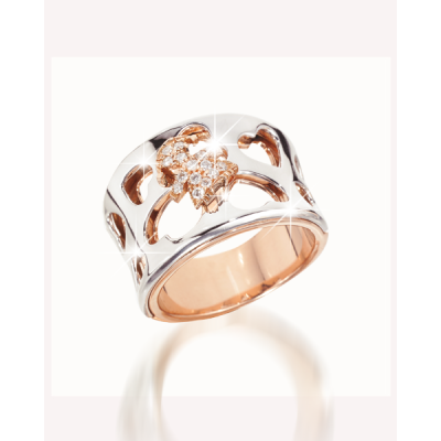 leBebé / I Divini / anello a fascia femminuccia / oro rosa, oro bianco e diamanti