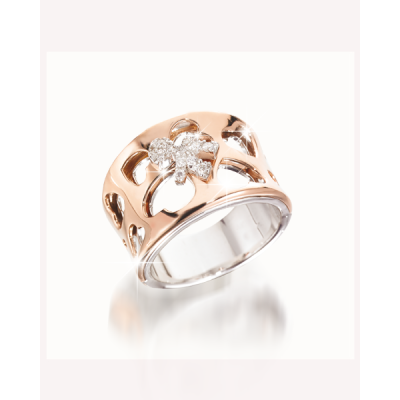 leBebé / I Divini / anello a fascia maschietto / oro bianco, oro rosa e diamanti