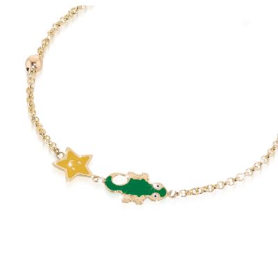 leBebé / PrimeGioie / bracciale stellina e geco / oro giallo e smalto colorato