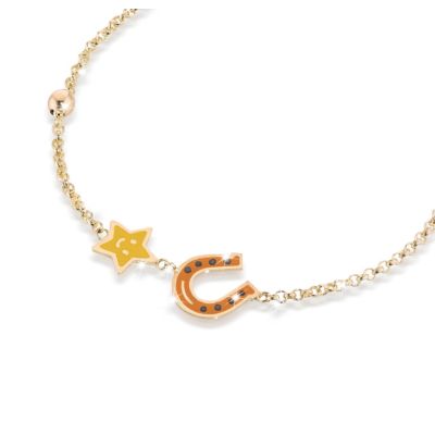 leBebé / PrimeGioie / bracciale stellina e ferro di cavallo / oro giallo e smalto colorato