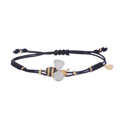 Pippo Perez / Bracciale ape / cordino nero, oro, diamanti e zaffiri