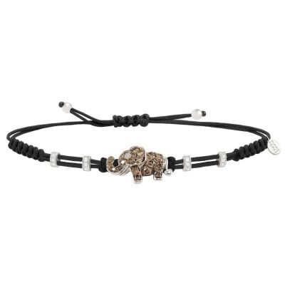 Pippo Perez / Bracciale elefante / cordino nero, oro e diamanti