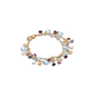 Marco Bicego / Paradise / bracciale due fili 18,5 cm / oro giallo, topazi sky e pietre multicolore