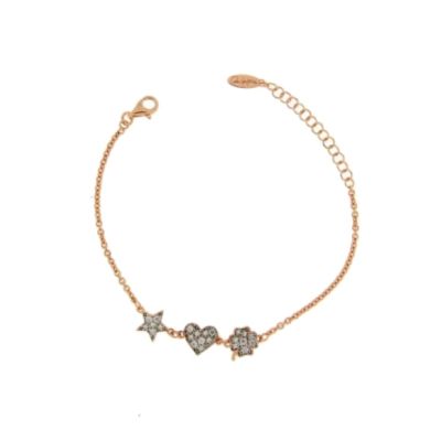 Rue des Mille / bracciale 3 soggetti white / argento rosato e zirconi