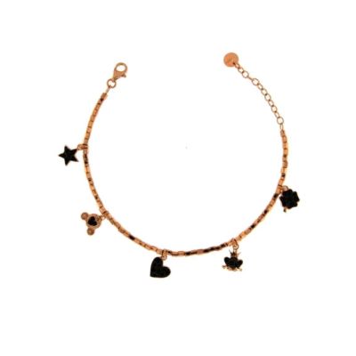 Rue des Mille / bracciale 5 soggetti black / argento rosato e zirconi