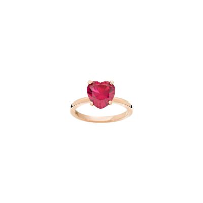 DoDo / Cuore / anello / oro rosa 9 kt e rubino sintetico