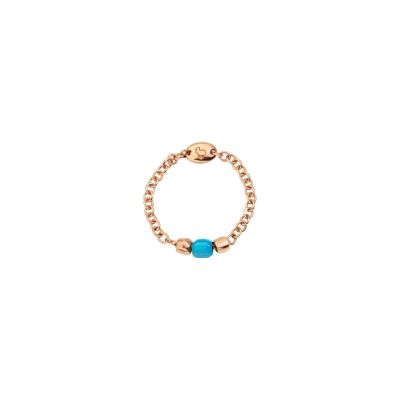 DoDo / Mini Granelli / anello / oro rosa 9 kt e ceramica turchese