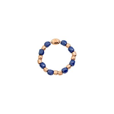 DoDo / Mini Granelli / anello / oro rosa 9 kt e ceramica blu
