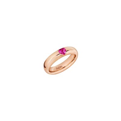 DoDo / Cuore / anello cuore / oro rosa 9 kt e rubino sintetico