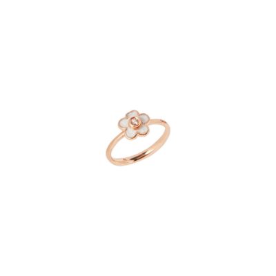DoDo / Natura / anello fiore / oro rosa 9 kt, smalto madreperla e diamante bianco