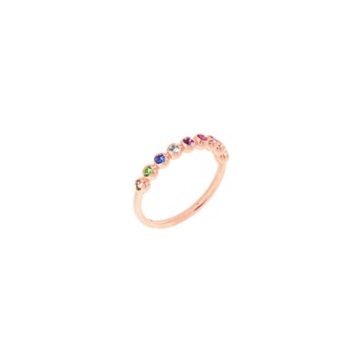 DoDo / Bollicine / anello / oro rosa 9 kt e pietre multicolore