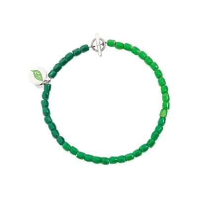 DoDo / Mini Granelli / bracciale Tenaka / acciaio, argento e smalto e plastica riciclata verde