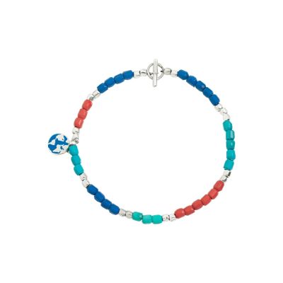 DoDo / Mini Granelli / bracciale Tēnaka / acciaio, argento e plastica riciclata blu, turchese, rossa, verde