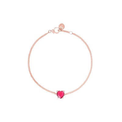 DoDo / Cuore / bracciale cuore / oro rosa 9 kt e rubino sintetico