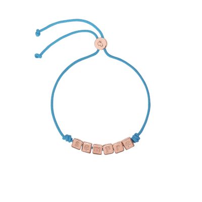 DoDo / Symbols / bracciale Sempre / argento dorato oro rosa 18 kt con cordino in poliestere blu