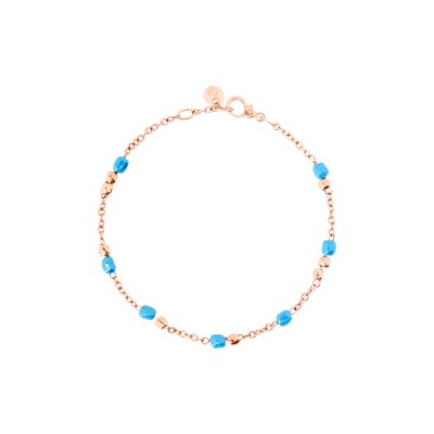 DoDo / Granelli / bracciale / oro rosa 9 kt e ceramica turchese