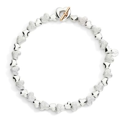DoDo / Cuore / bracciale con componenti / argento, argento effetto diamantato e oro rosa 9 kt