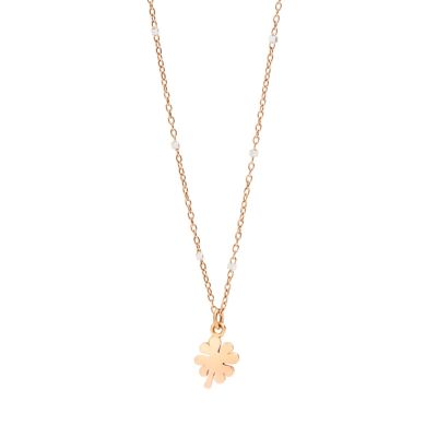 DoDo / Natura / collana mini quadrifoglio 40 cm / oro rosa 9 kt e oro bianco 9 kt