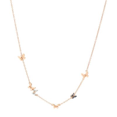 DoDo / Animali / collana farfalla preziosa / oro rosa 9 kt, diamanti e zaffiri biu