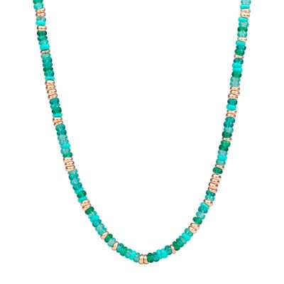 DoDo / Rondelle / collana / oro rosa, argento dorato e acciaio / verde e turchese