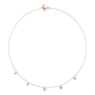 DoDo / Bollicine / collana 42 cm / oro rosa 9 kt e pietre multicolore