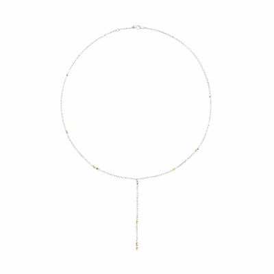 DoDo / Granelli / collana rosario lariat 52 cm / argento e oro giallo 18 kt