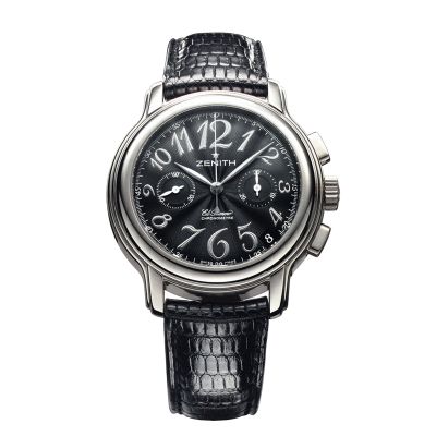 Zenith / El Primero Chronomaster Star / orologio donna / quadrante nero / cassa acciaio / cinturino pelle nera